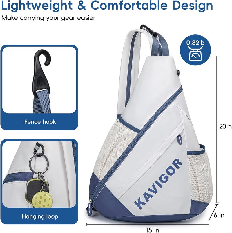 KAVIGOR 2025 Pickleball Sling Bag, Convertible Ultra-Light Backpack with Skin-Soft Fabric & Wet/Dry Pocket, Fits 4 Paddles + Gear - Image 5